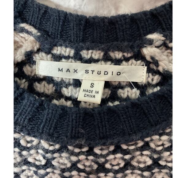 Max Studio Wool Blend Sweater Small Navy & White - Picture 5 of 7